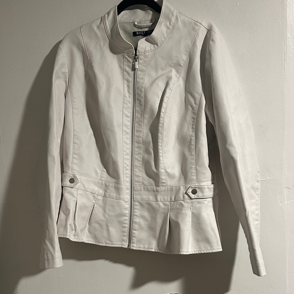 Women's White Vegan Leather Jacket